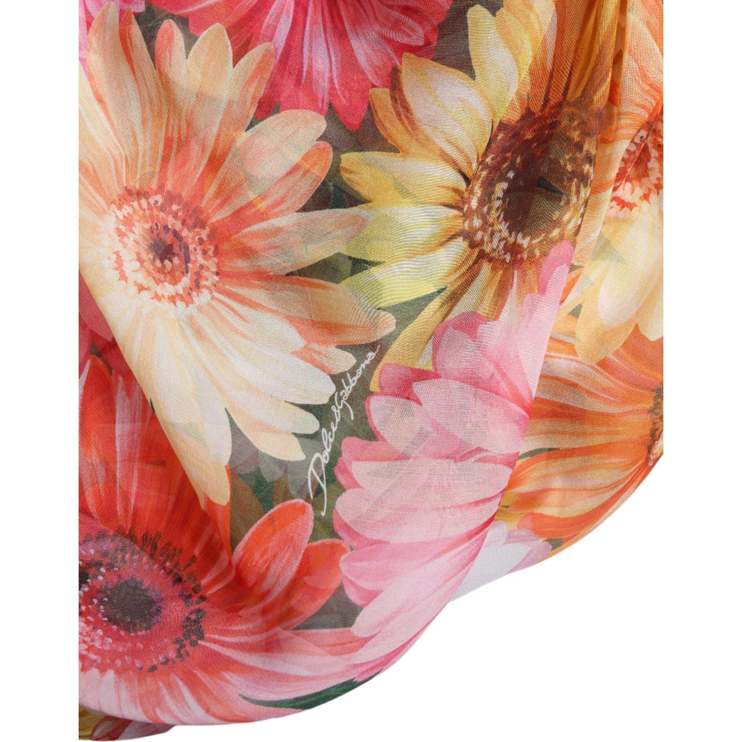 优雅花卉真丝 V 领中长连衣裙