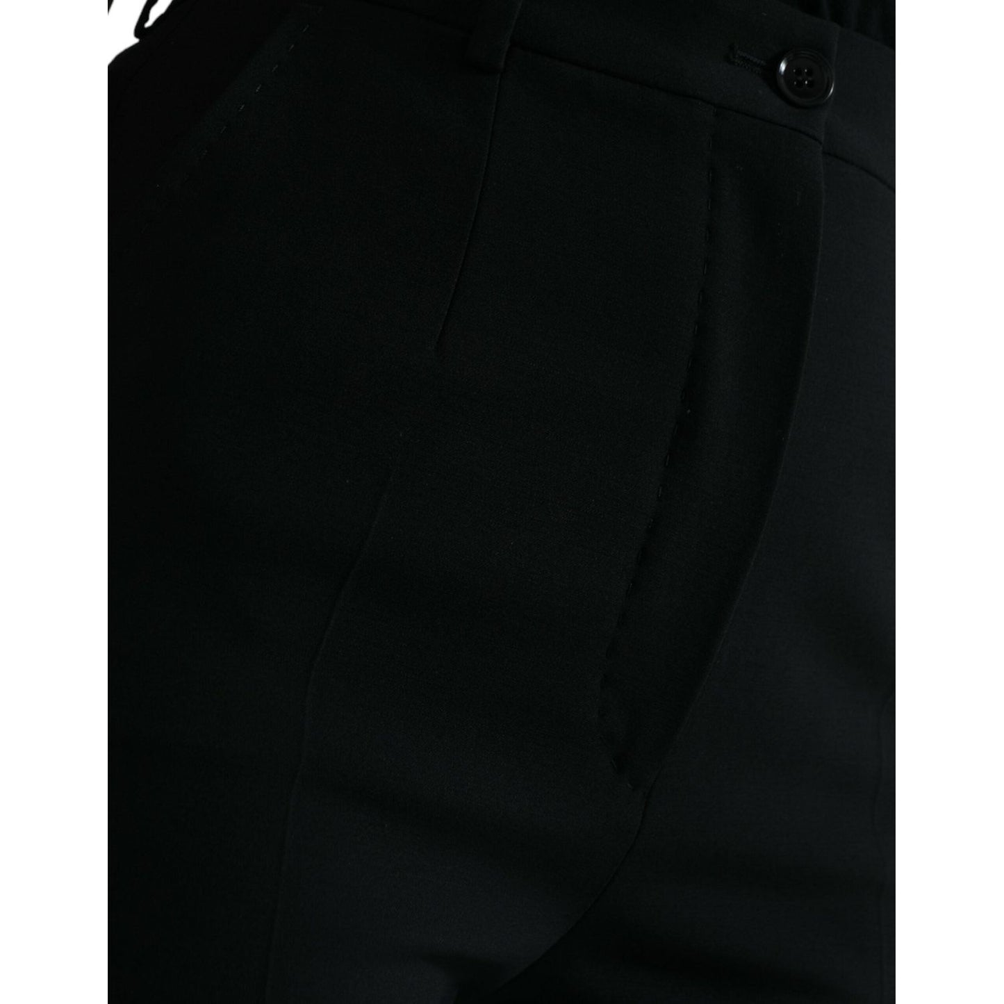 Dolce & Gabbana Black Wool High Waist Tapered Pants