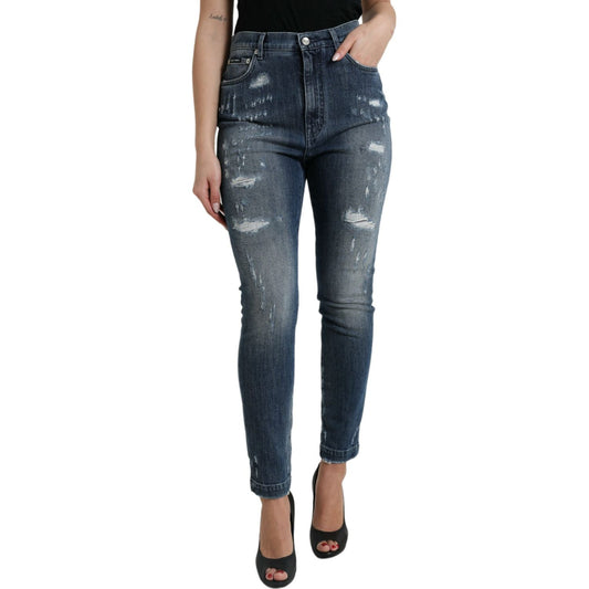 Dolce & Gabbana Dark Blue Distressed GRACE Skinny Denim Jeans