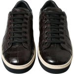 Dolce & Gabbana Brown Croc Exotic Leather Men Casual Sneakers Shoes