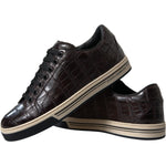 Dolce & Gabbana Brown Croc Exotic Leather Men Casual Sneakers Shoes