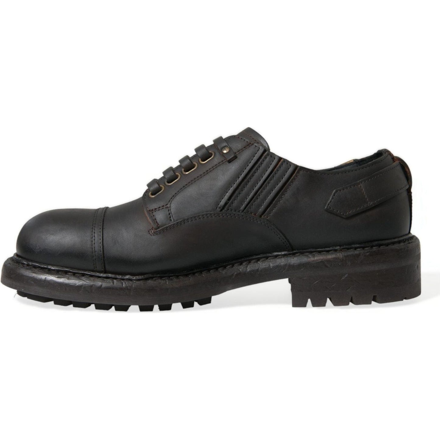 Dolce & Gabbana Brown Leather Lace Up Derby Men Dress Shoes