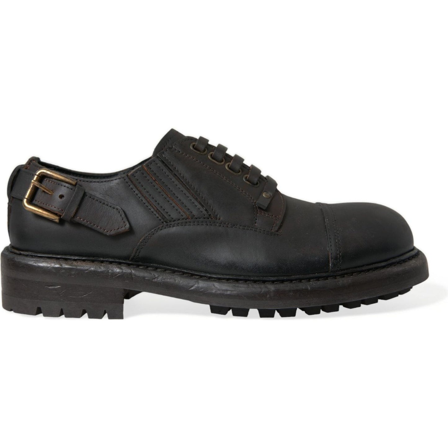 Dolce & Gabbana Brown Leather Lace Up Derby Men Dress Shoes