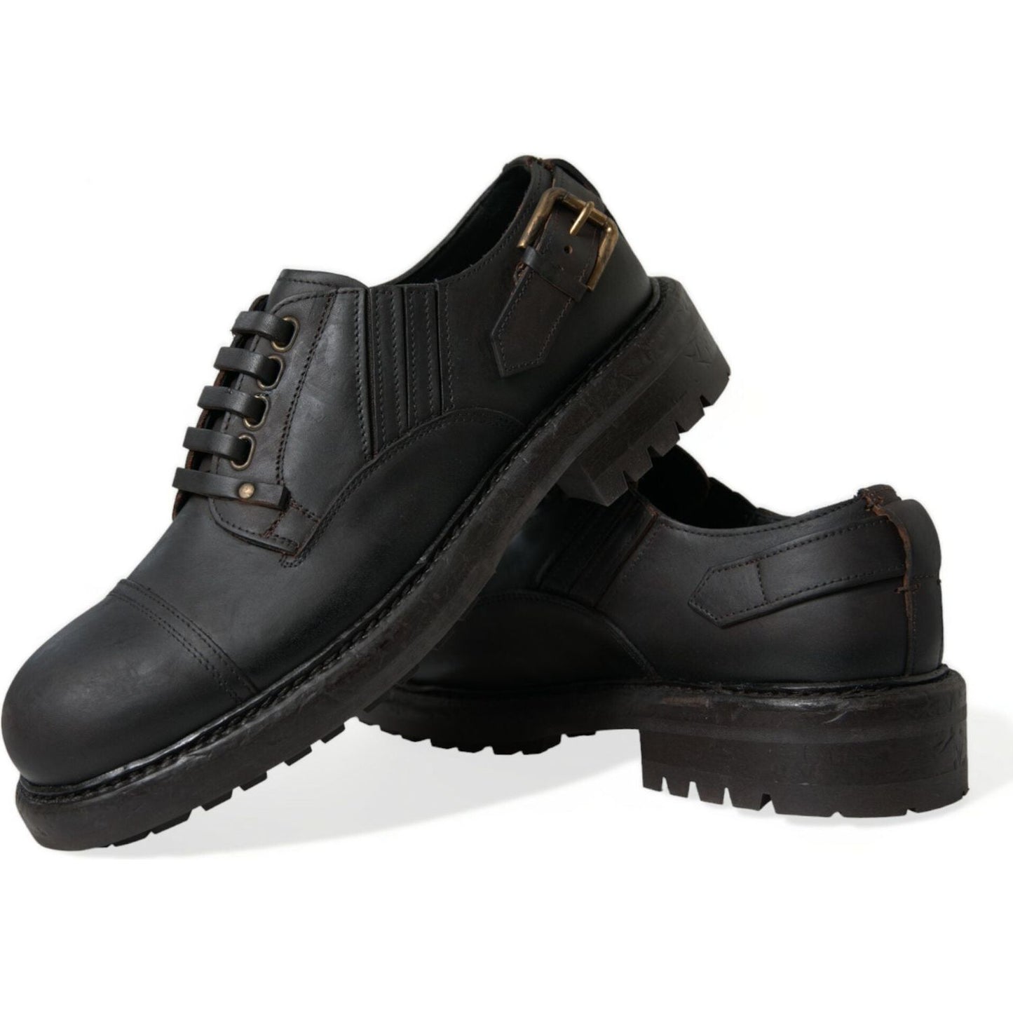 Dolce & Gabbana Brown Leather Lace Up Derby Men Dress Shoes