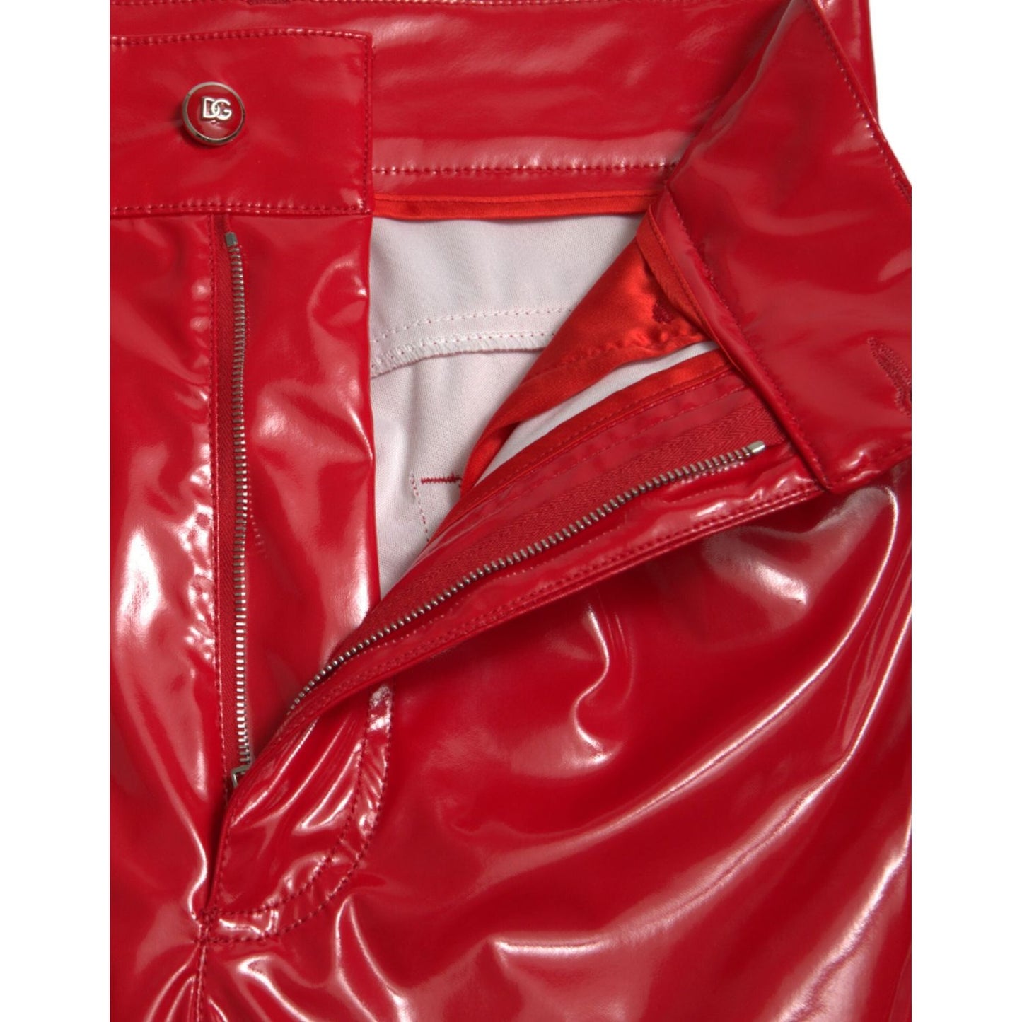Dolce & Gabbana Shiny Red High Waist Skinny Pants
