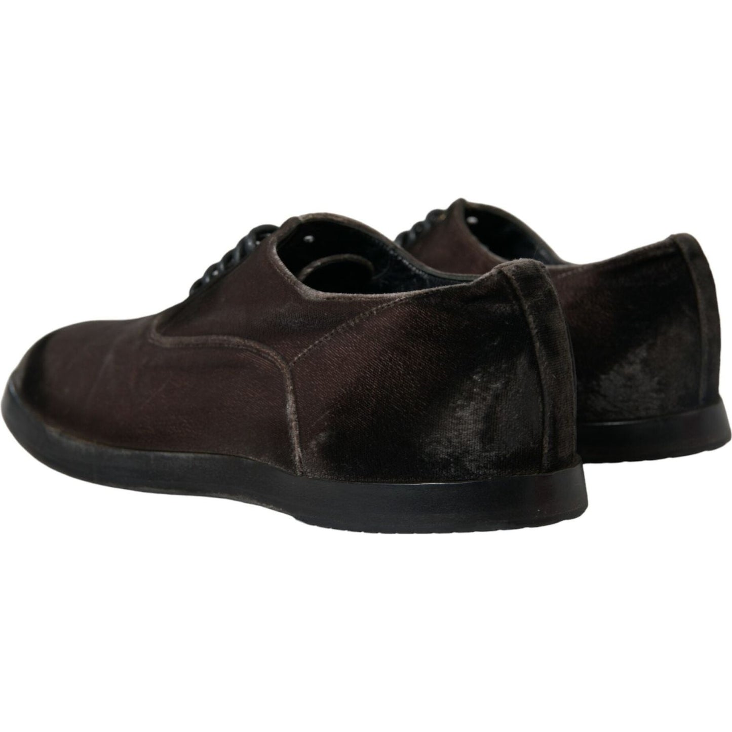 Dolce & Gabbana Brown Velvet Men Lace Up Oxford Dress Shoes