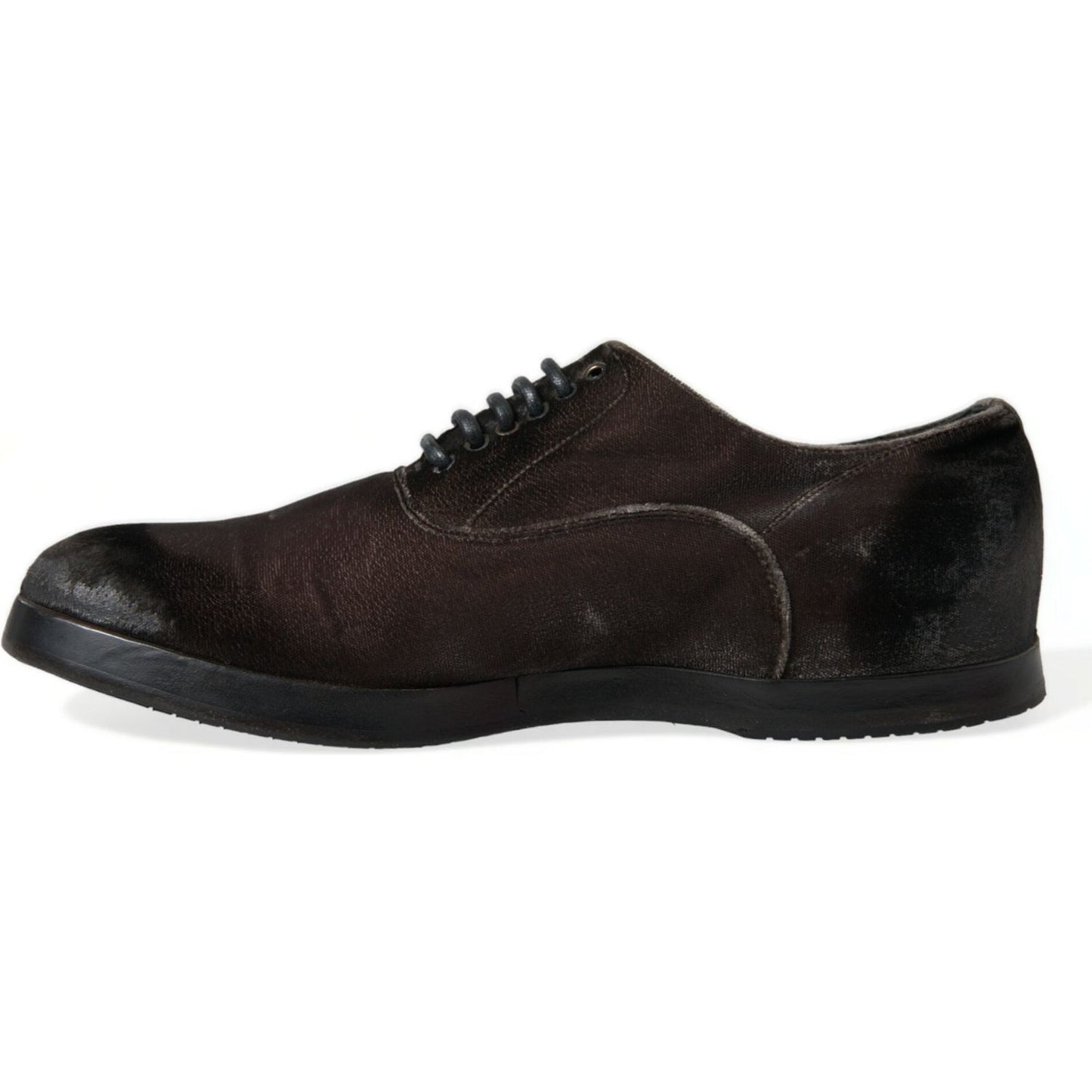 Dolce & Gabbana Brown Velvet Men Lace Up Oxford Dress Shoes