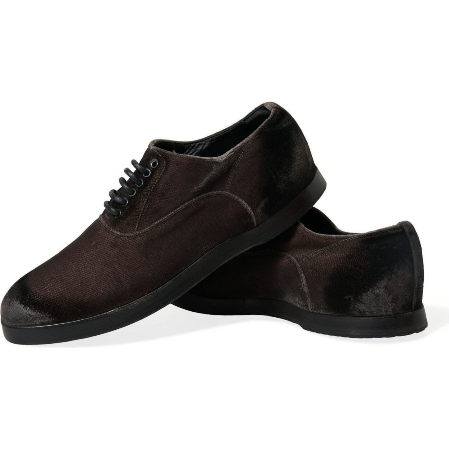 Dolce & Gabbana Brown Velvet Men Lace Up Oxford Dress Shoes