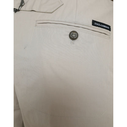 Dolce & Gabbana Beige Cotton High Waist Tapered Pants