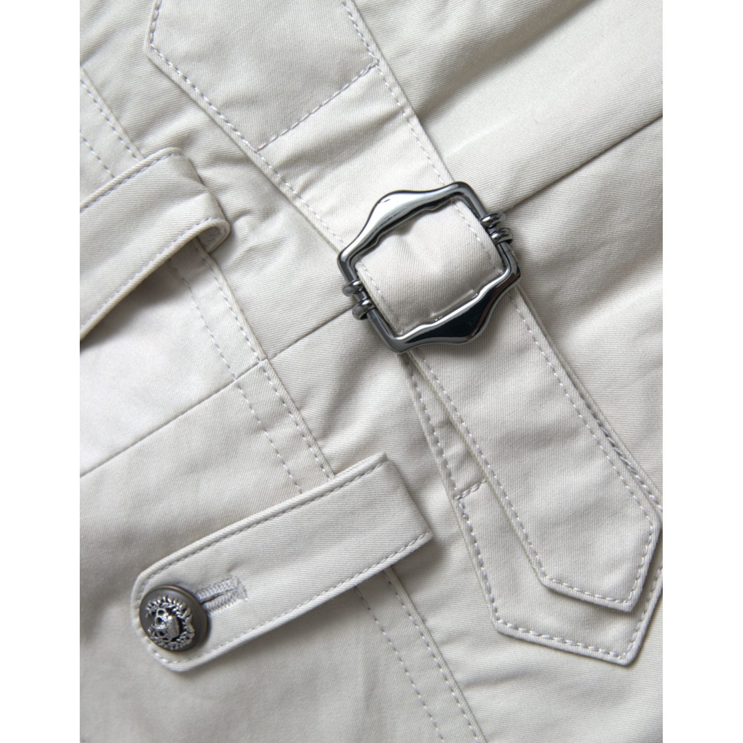 Dolce & Gabbana Beige Cotton High Waist Tapered Pants