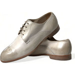 Dolce & Gabbana Elegant White Calfskin Derby Shoes Dolce & Gabbana Rosy Brown