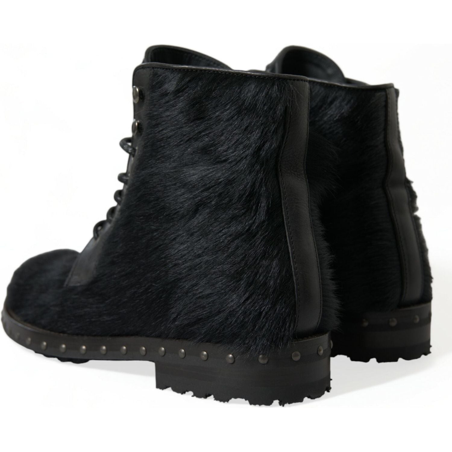 حذاء دولتشي آند غابانا الأنيق المصنوع من جلد العجل الأسود برباط