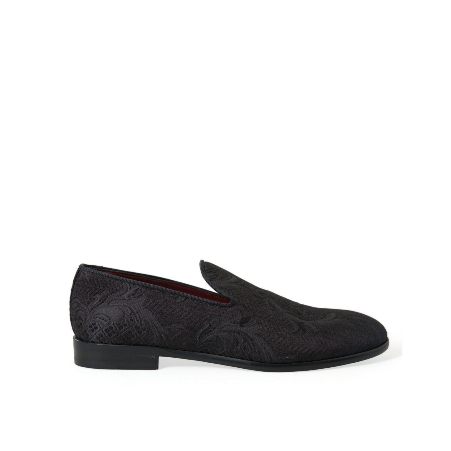 Dolce & Gabbana Black Brocade Men Slip On Loafer Dress Shoes