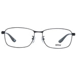 BMW Black Men Glasses Frame with titanium full-rim design, plastic demo lenses, and rectangular shape; includes branded case.