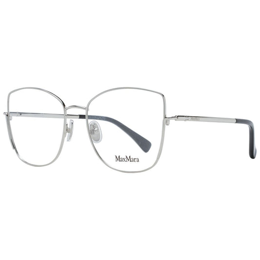 Max Mara Silver Women Glasses Frame in full-rim metal, silver color, butterfly design with demo lenses, 54-17-135 size.