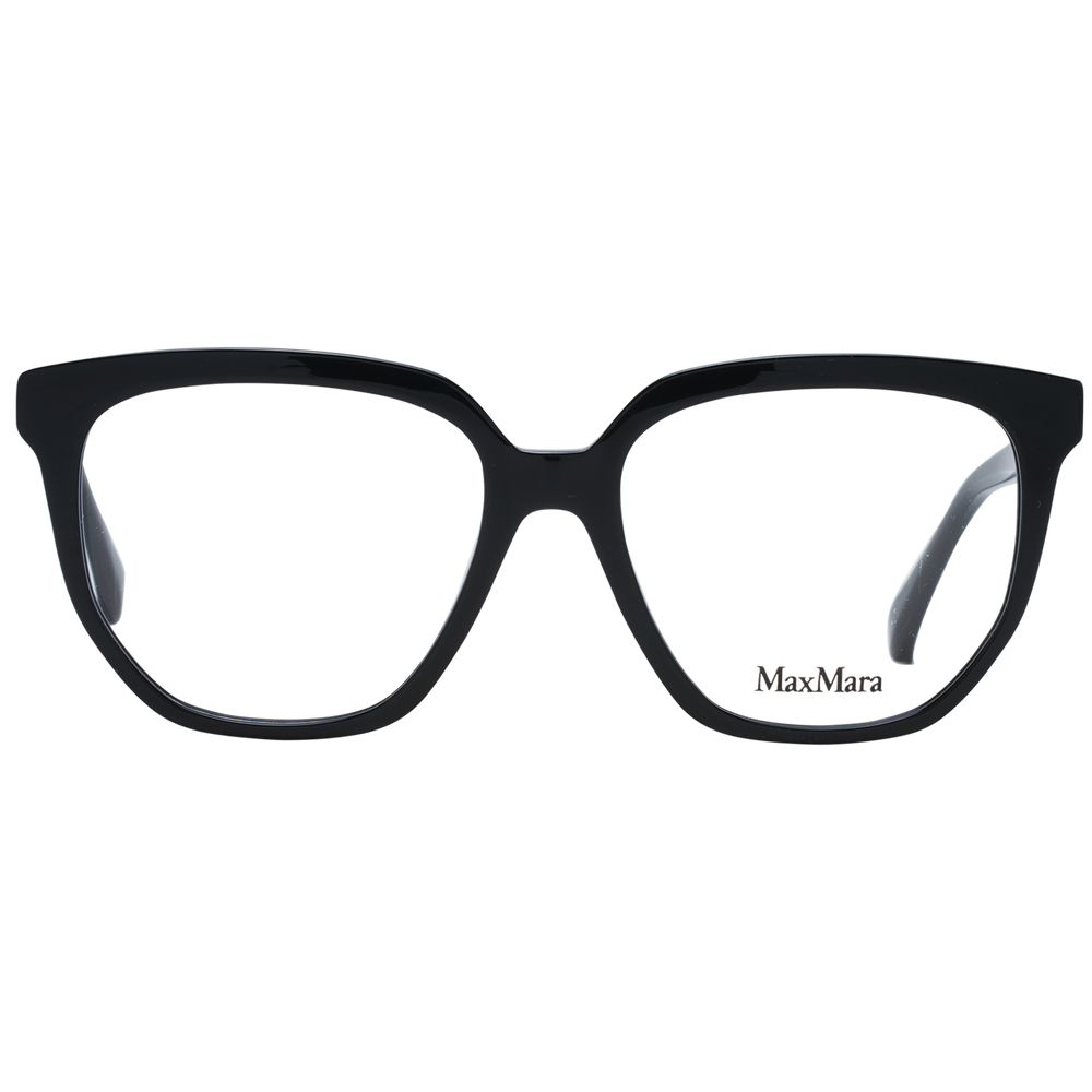 Max Mara Black Women Glasses Frame, black full-rim square style with plastic frame, demo lenses, branded case included.