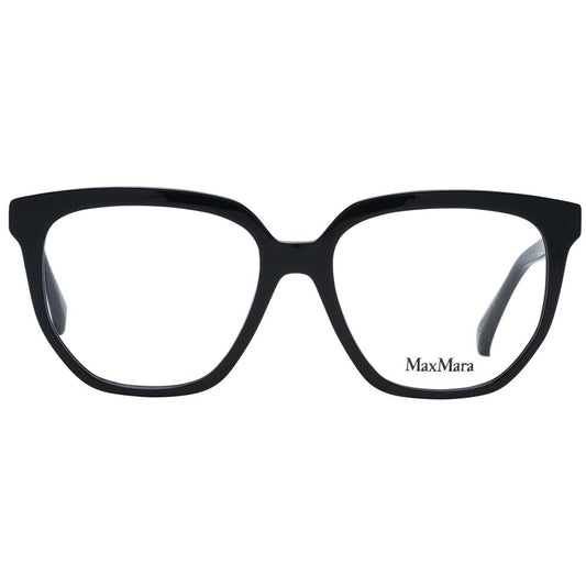 Max Mara Black Women Glasses Frame, black full-rim square style with plastic frame, demo lenses, branded case included.