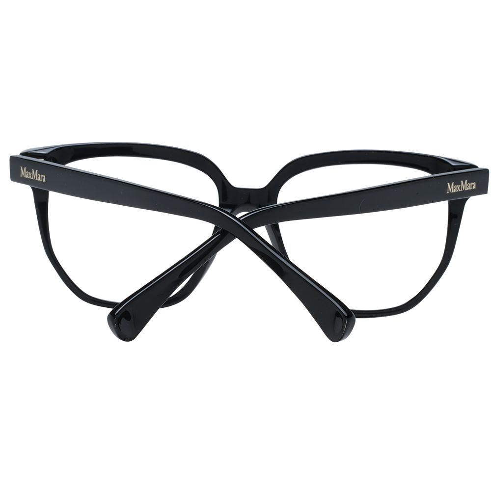 Max Mara Black Women Glasses Frame, plastic full-rim square style, 53-16-140 size with branded case included. Black color demo lenses.