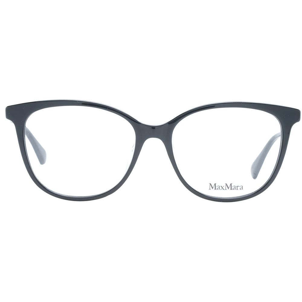Max Mara Black Women Glasses Frame, full-rim square style, plastic material, demo lenses, includes branded case