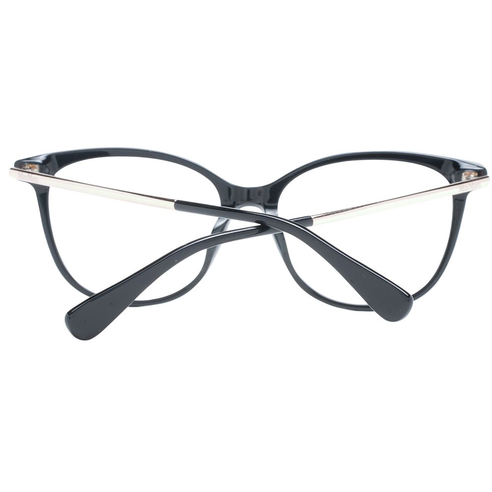 Max Mara Black Women Glasses Frame, full-rim plastic, square style, black color, 54 mm lens width, includes branded case. No protection filter.