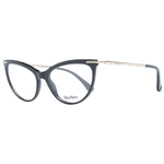 Max Mara Black Women Glasses Frame in full-rim plastic cat eye style, demo lenses, size 53-16-135, includes branded case.