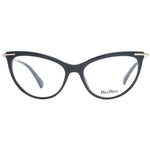 Max Mara Black Women Glasses Frame, cat eye style, black plastic full-rim with demo lenses, includes branded case.