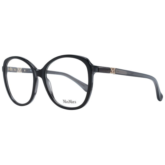 Max Mara Black Women Glasses Frame with full-rim plastic butterfly design in black, branded case included.