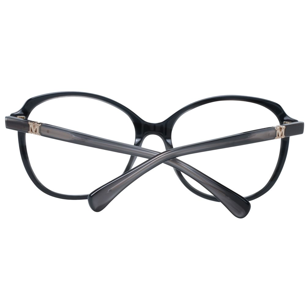 Max Mara Black Women Glasses Frame in full-rim butterfly style with plastic material, demo lenses, and branded case.