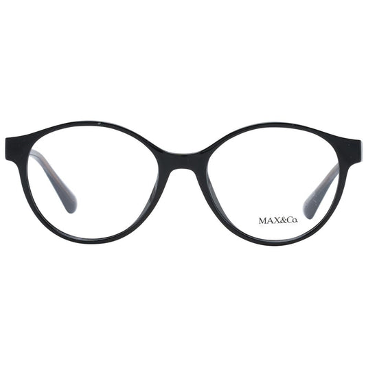 Max & Co Black Women Glasses Frame, round full-rim plastic frame with demo lenses, includes branded case.