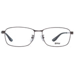 BMW Black Men Glasses Frame in full-rim titanium with black color, rectangle style, demo plastic lenses, size 56-15-145, includes branded case.
