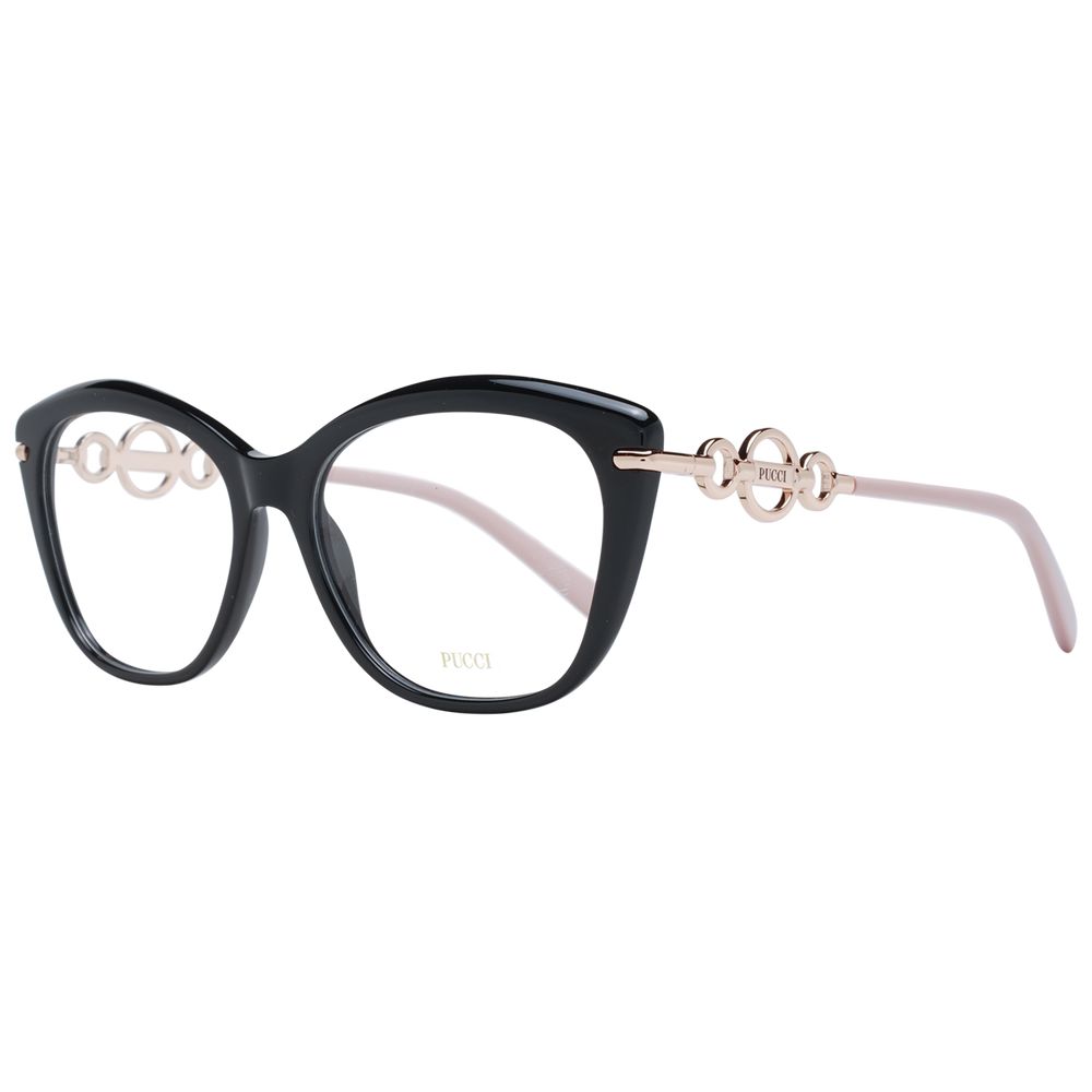 Emilio Pucci Black Women Glasses Frame, full-rim square style in plastic with demo lenses, includes branded case