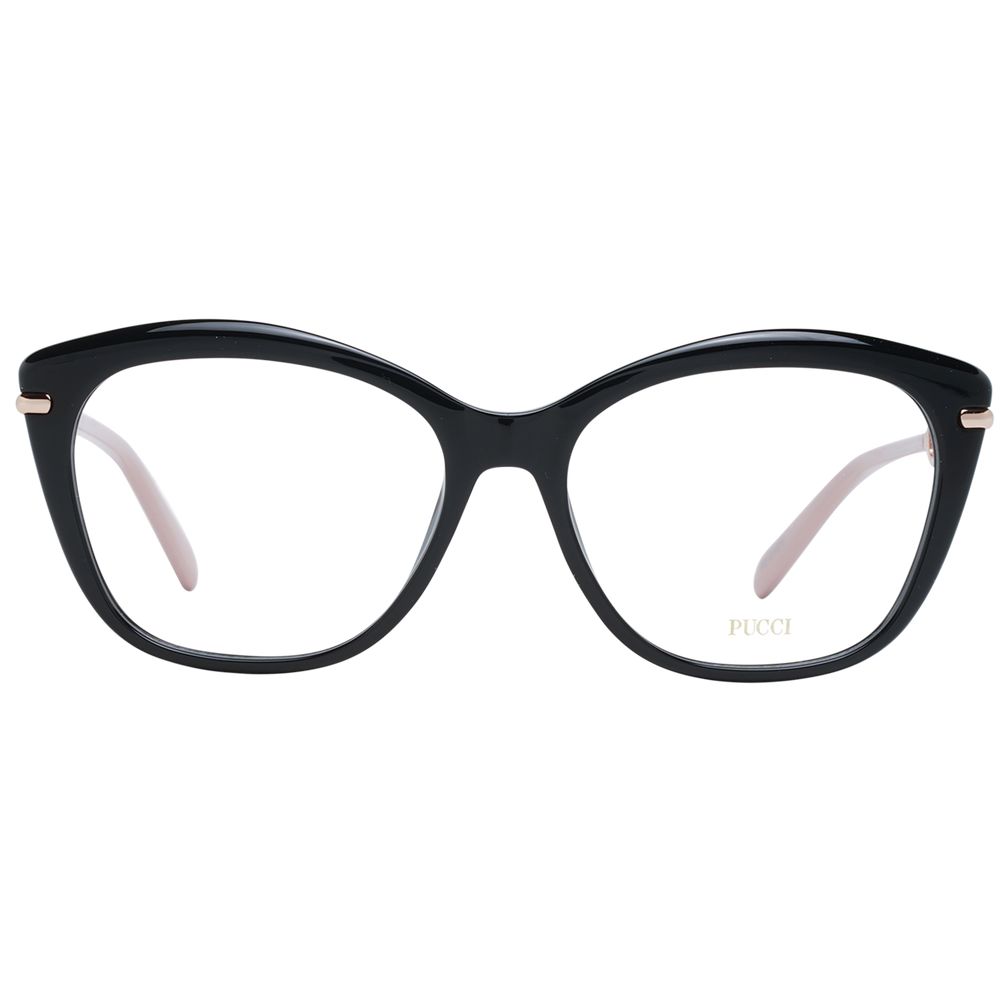 Emilio Pucci Black Women Glasses Frame with full-rim plastic design and demo lenses.