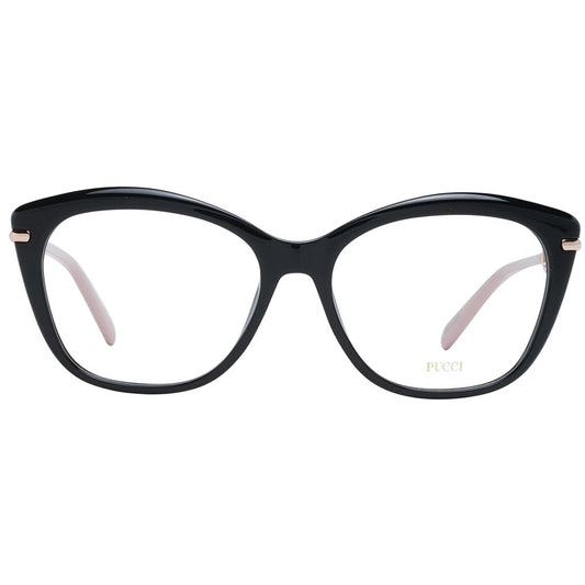 Emilio Pucci Black Women Glasses Frame with full-rim plastic design and demo lenses.