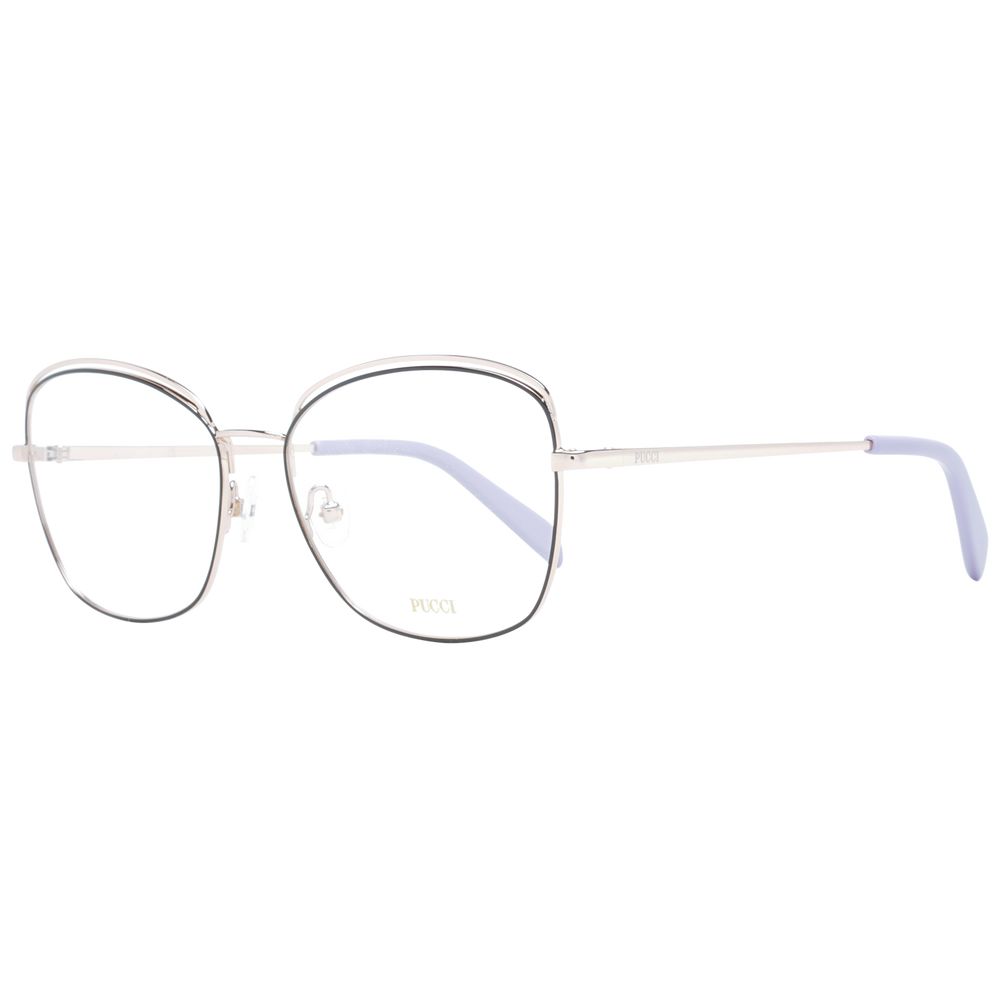 Emilio Pucci Black Women Glasses Frame - Metal full-rim, black square design, 56-16-140 size, with case