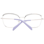 Emilio Pucci Black Women Glasses Frame in metal full-rim design with demo lenses and purple temples, ideal for a stylish look.