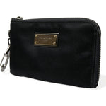 Dolce & Gabbana Black Nylon Logo Plaque Keyring Pouch Clutch Bag BAG1327