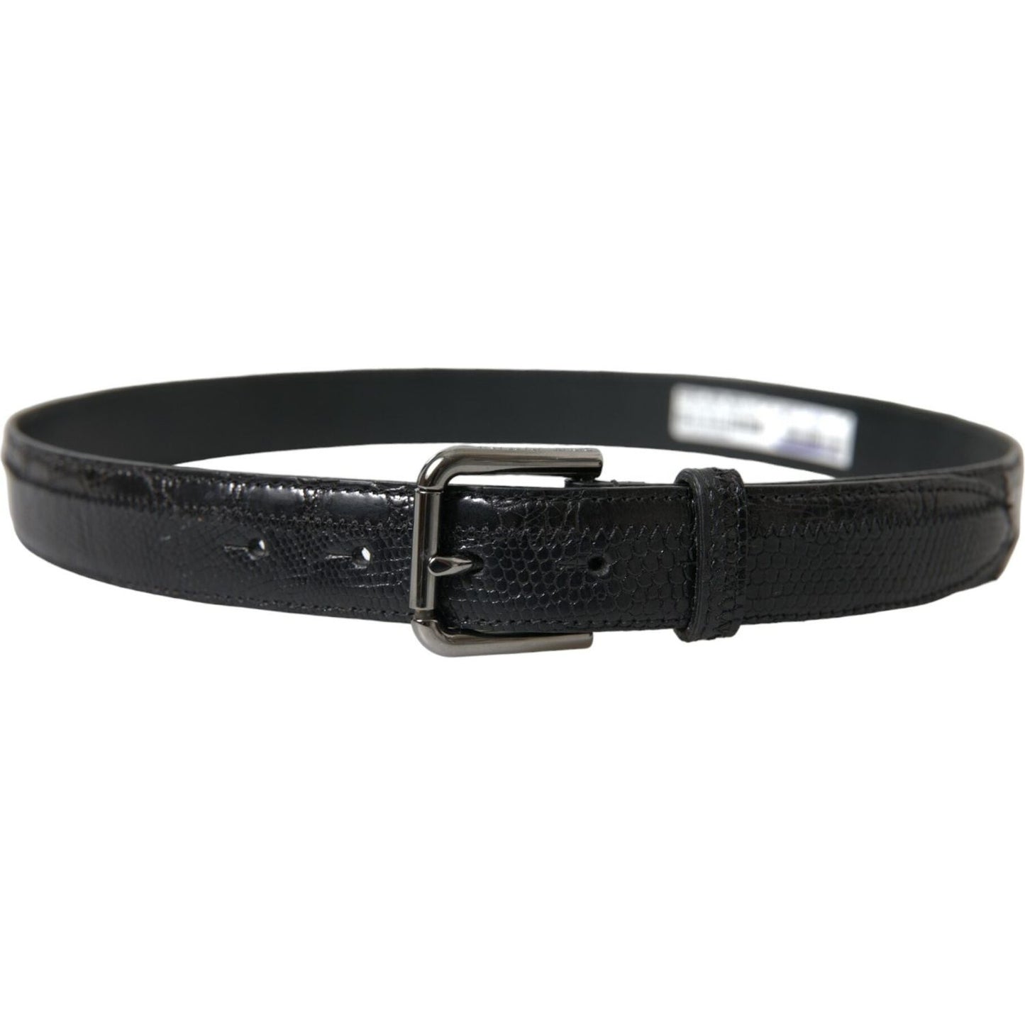 Dolce & Gabbana Black Exotic Leather Silver Metal Buckle Belt BEL9110-80