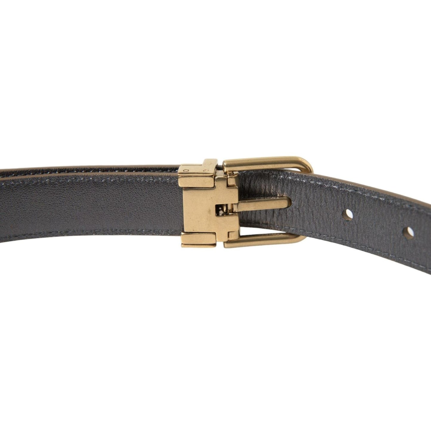 Dolce & Gabbana Metallic Gold Calf Leather Metal Buckle Belt BEL9115-85