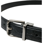 Dolce & Gabbana Black Leather Silver Metal Buckle Belt BEL9117-95