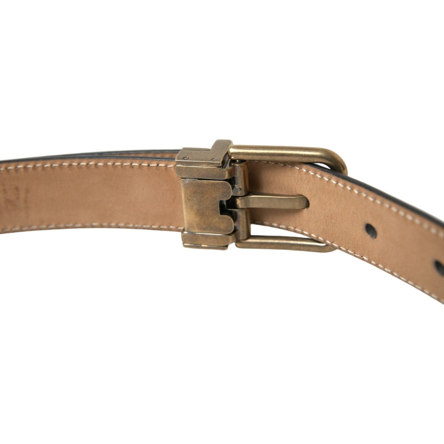 Dolce & Gabbana Black Calf Leather Gold Metal Buckle Belt BEL9124-90