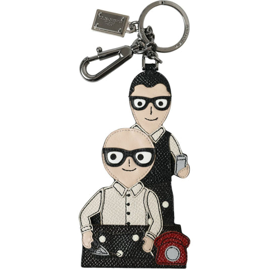 Dolce & Gabbana Leather Dominico Stefano #DGFAMILY Logo Badge Keychain SMY101350