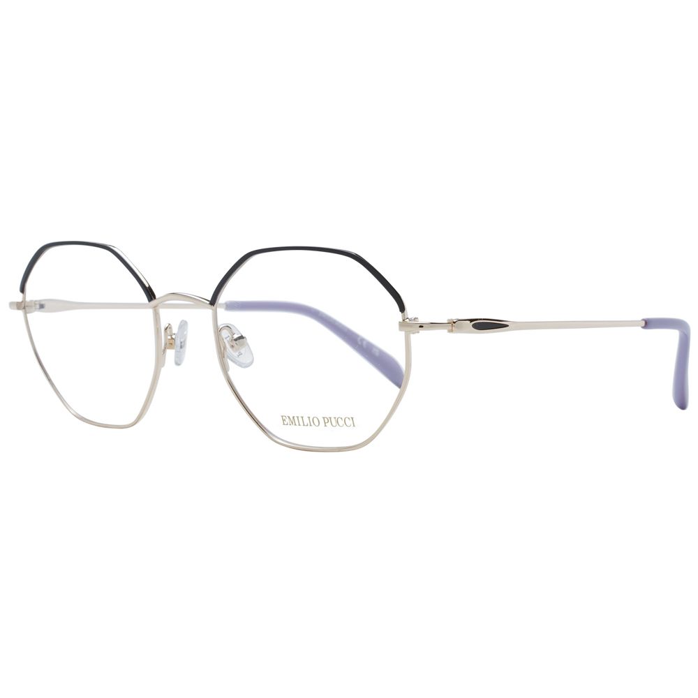 Emilio Pucci Black Women Glasses Frame, full-rim round metal frame with demo lenses, 54-19-140 size. Includes branded case.