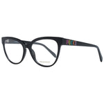 Emilio Pucci Black Women Glasses Frame with full-rim butterfly design made of black plastic, includes branded case, size 55-16-140.