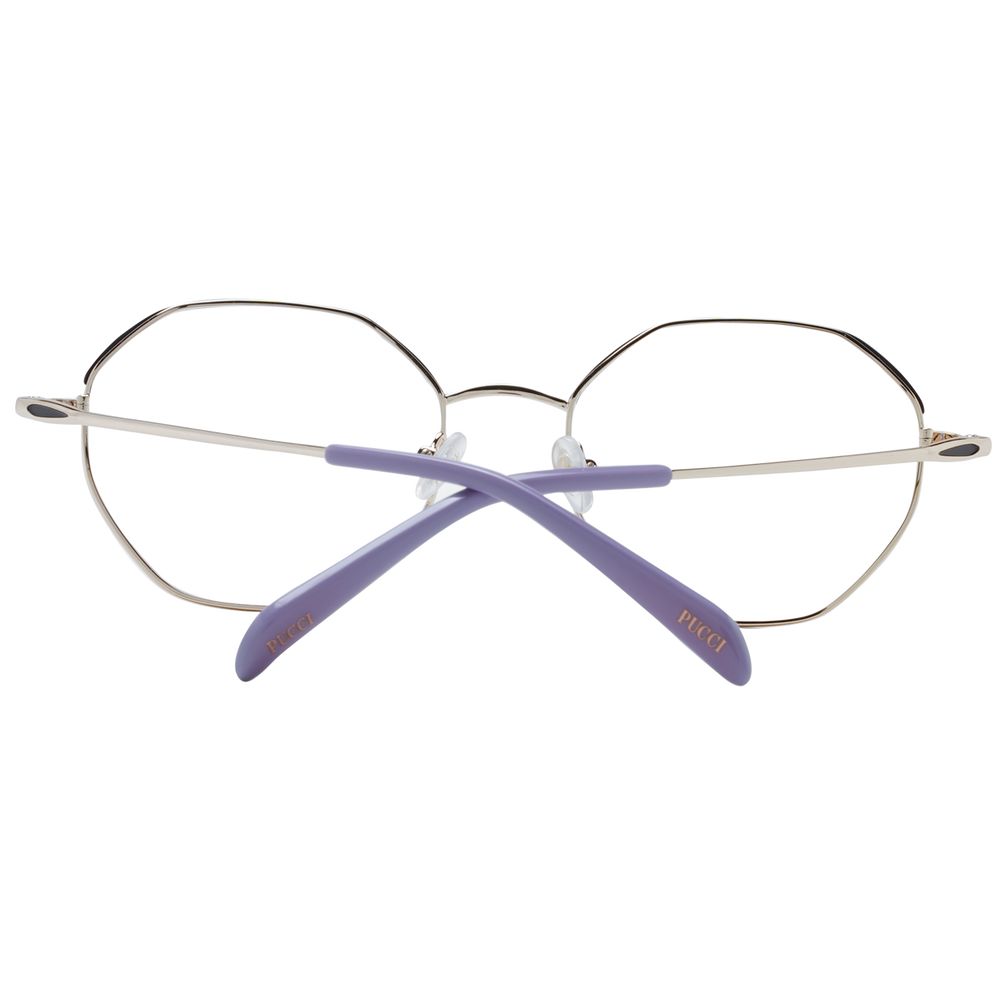 Emilio Pucci Black Women Glasses Frame, full-rim metal round style with black frame and demo lenses.
