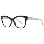 Alt Tag: Emilio Pucci Black Women Glasses Frame, square full-rim design, black plastic, demo lenses, includes branded case.