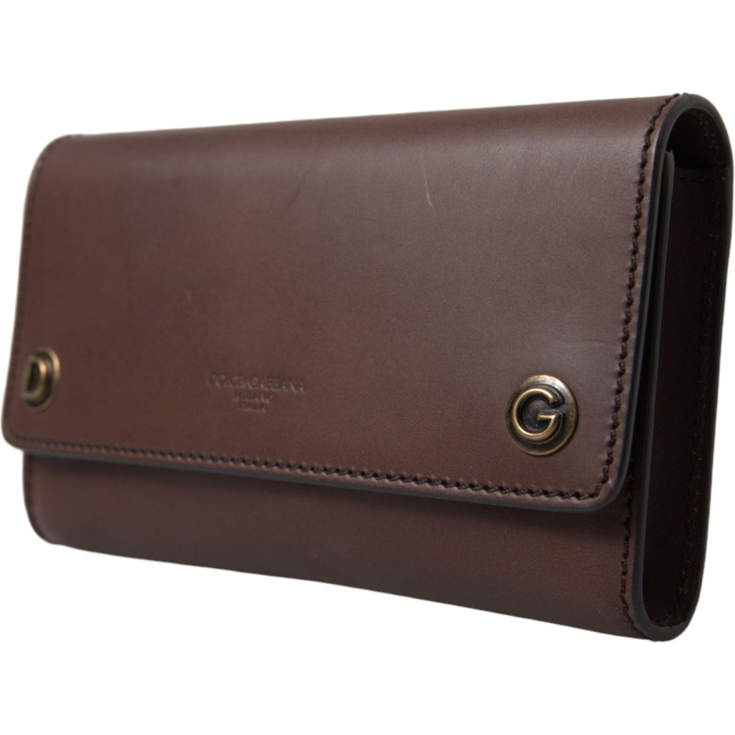 Dolce & Gabbana Brown Leather Logo Embossed Men Mini Shoulder Bag