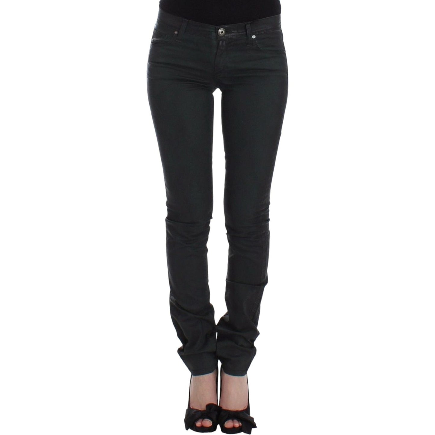 Ermanno Scervino Green Slim Jeans Denim Pants Straight Leg Stretch SIG12470-1
