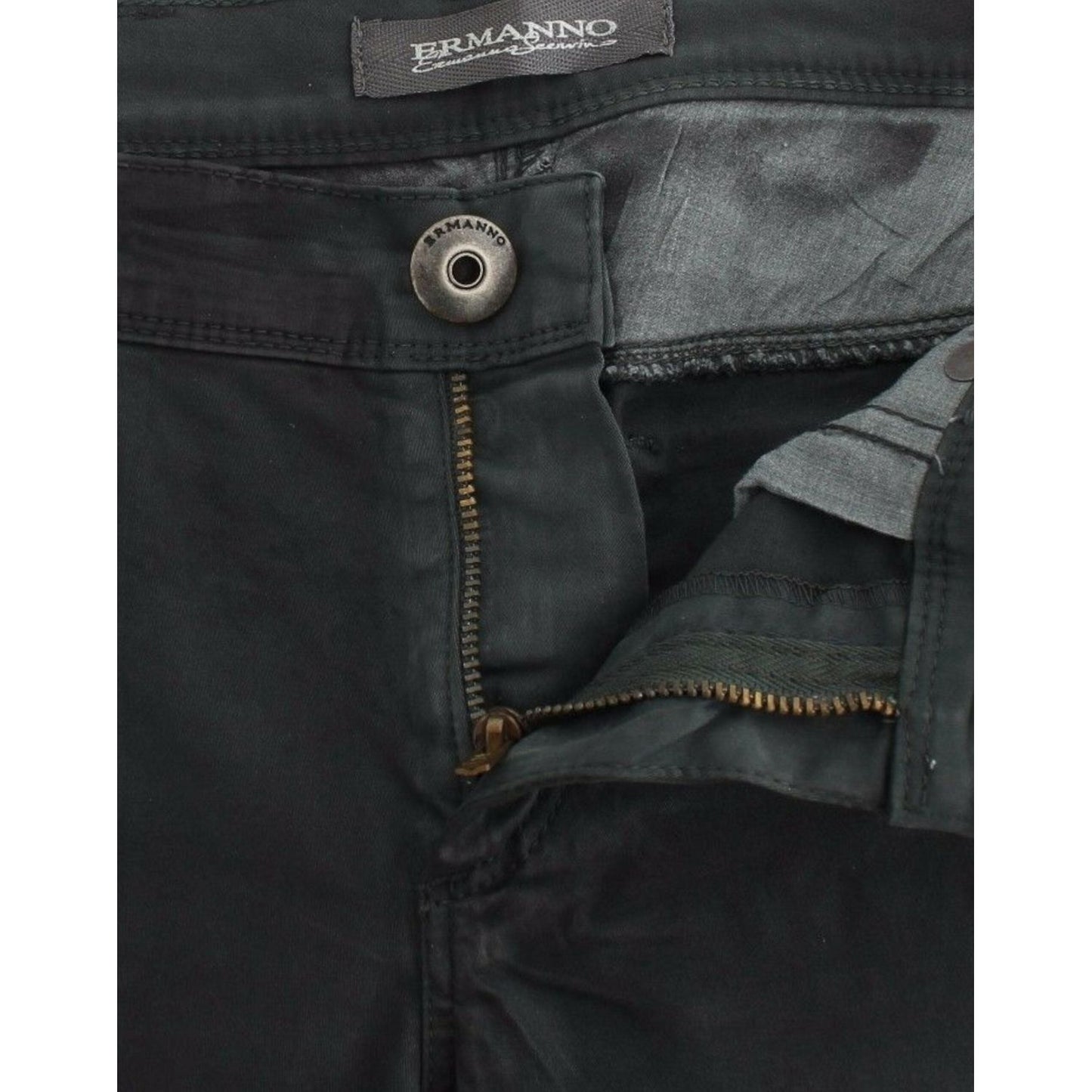Ermanno Scervino Green Slim Jeans Denim Pants Straight Leg Stretch SIG12470-1