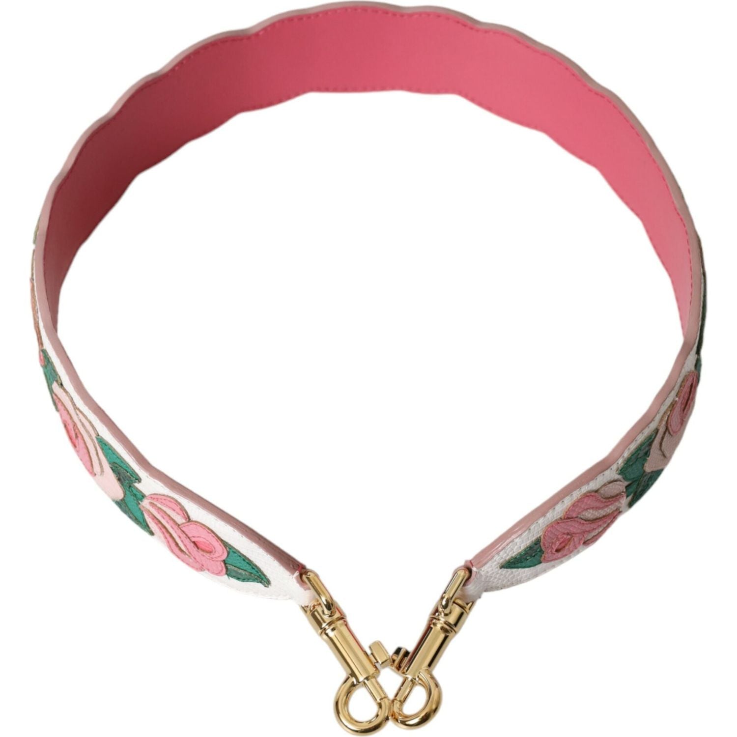 白色花卉皮革配饰肩带