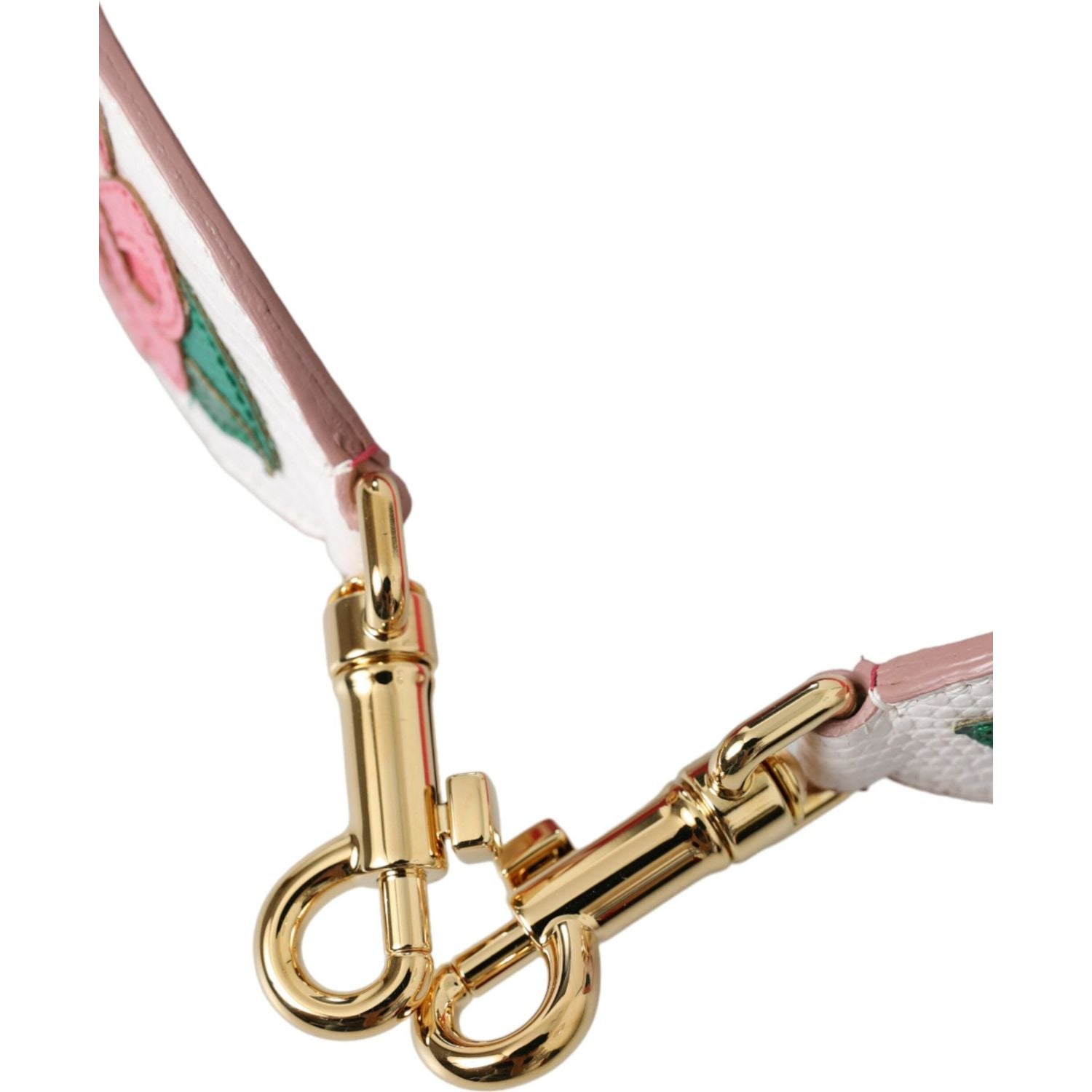 白色花卉皮革配饰肩带